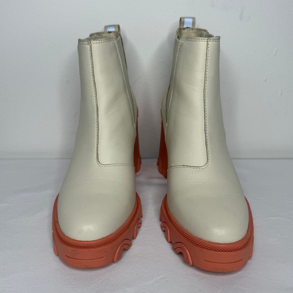 Sorel Brex Chelsea Boot Cream Leather Lug Platform Booties Spring Size 8 - Picture 4 of 12